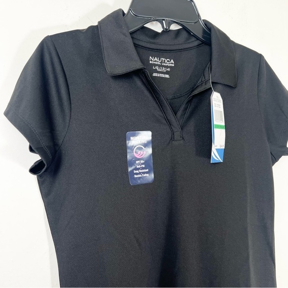 Girls Nautica School Uniform Polo Shirt in Black Size Large 12/14 - Picture 2 of 6